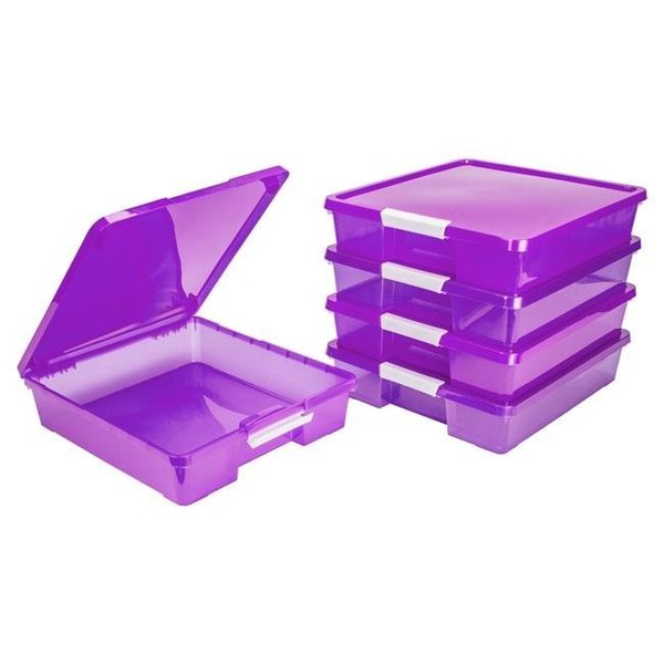 Storex Storex 63206U05C 12 x 12 in. Classroom Student Project Box; Transparent Purple - Pack of 5 63206U05C
